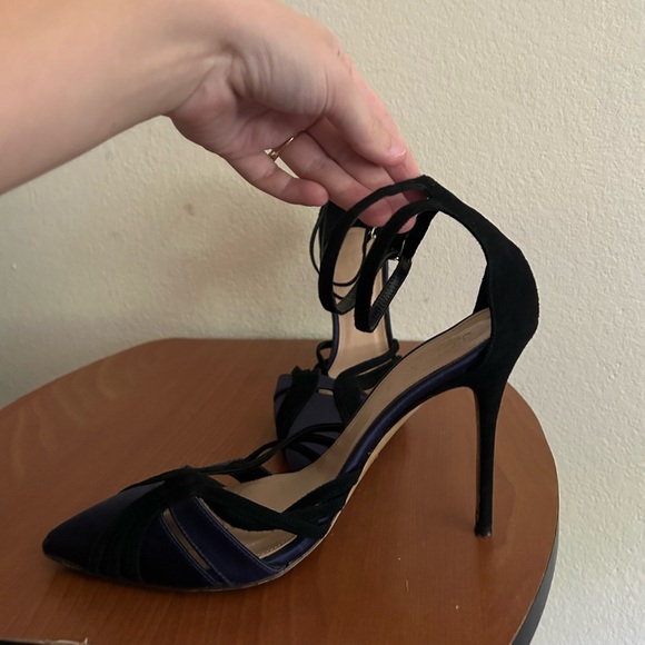 J.CREW Collection Roxie Suede Satin Ankle Strap Pumps Womens Size 8 Made in Itay - Picture 7 of 13